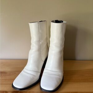 White Leather Ankle Boots